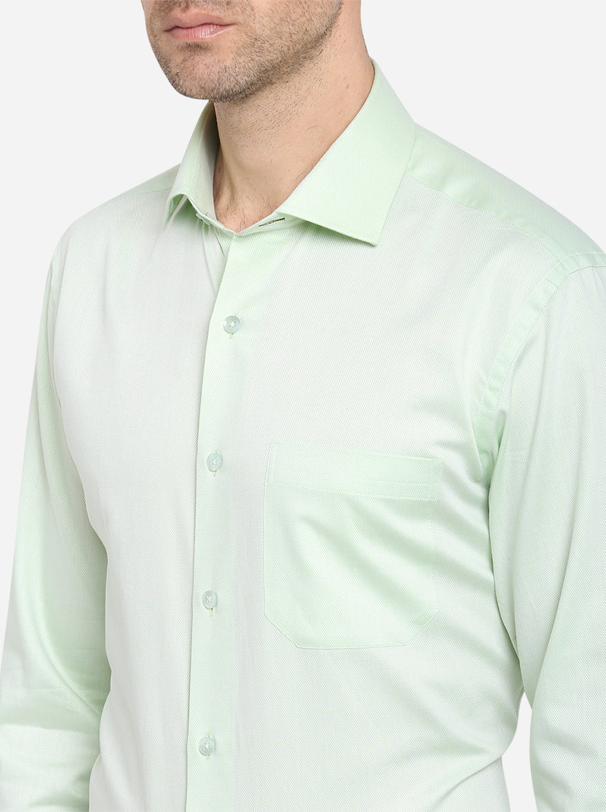 Pastel Green Dobby Slim Fit Formal Shirt | Metal