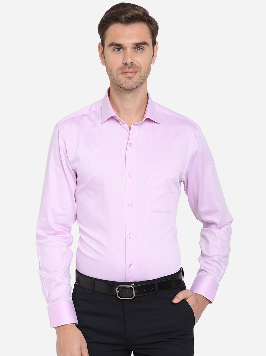 Light Purple Dobby Slim Fit Formal Shirt | Metal