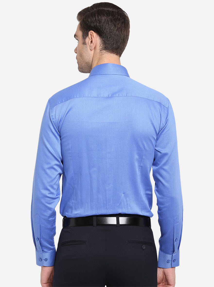 Ocean Blue Dobby Slim Fit Formal Shirt | Metal