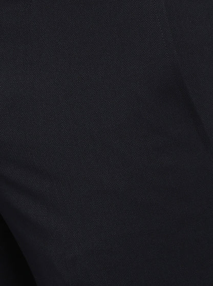 Dark Blue Solid Slim Fit Formal Trouser | Metal