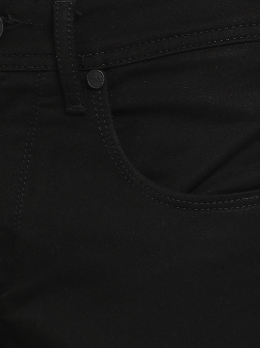 Jet Black Solid Slim Fit Jeans | JadeBlue Sport