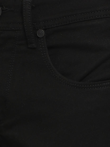 Jet Black Solid Slim Fit Jeans | JadeBlue Sport