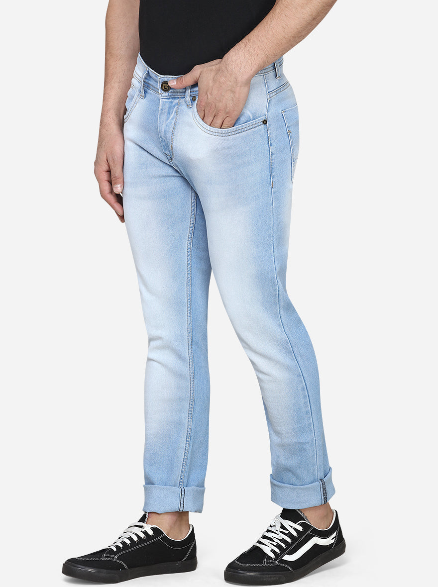 Ensign Blue Washed Narrow Fit Jeans | Greenfibre