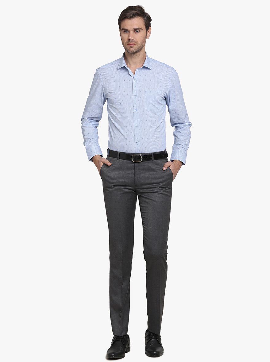 Sky Blue Checked Regular Fit Formal Shirt  | Greenfibre