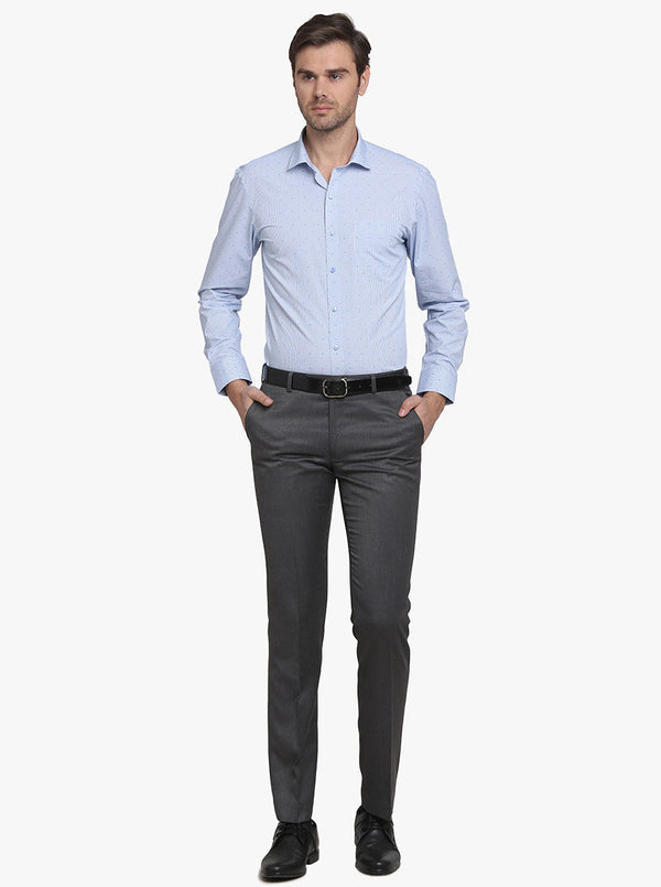 Sky Blue Checked Regular Fit Formal Shirt  | Greenfibre
