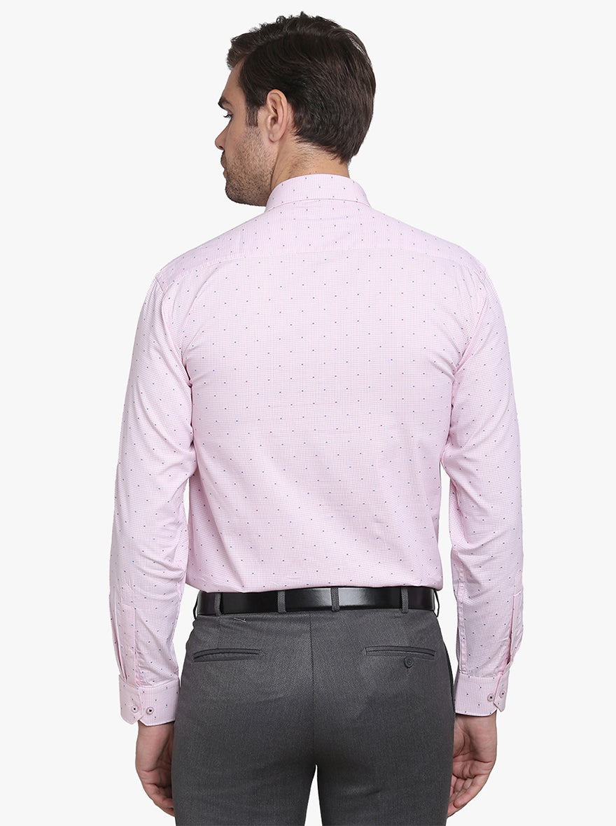 Light Pink Checked Regular Fit Formal Shirt  | Greenfibre