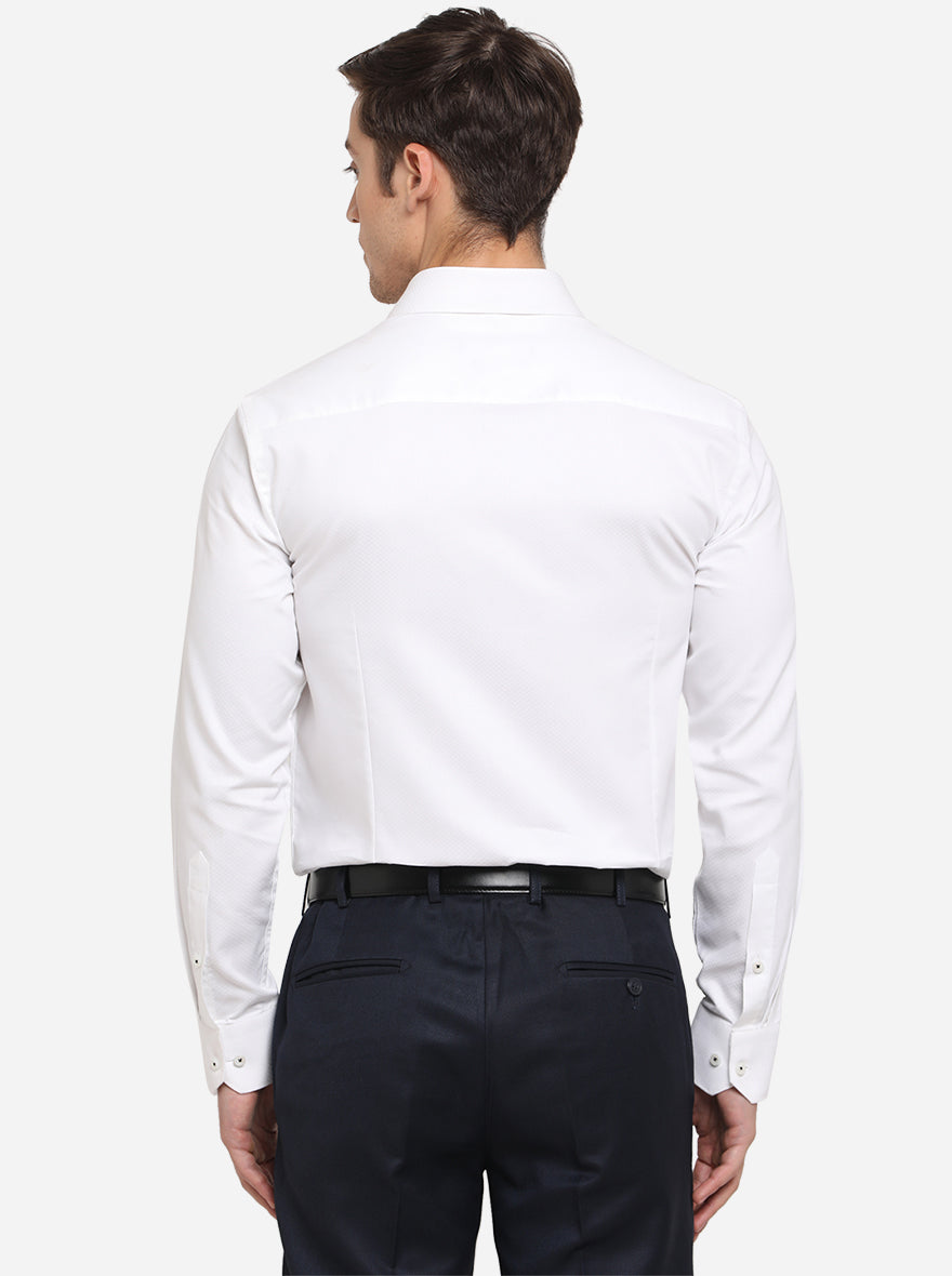 White Dobby Slim Fit Formal Shirt | Greenfibre