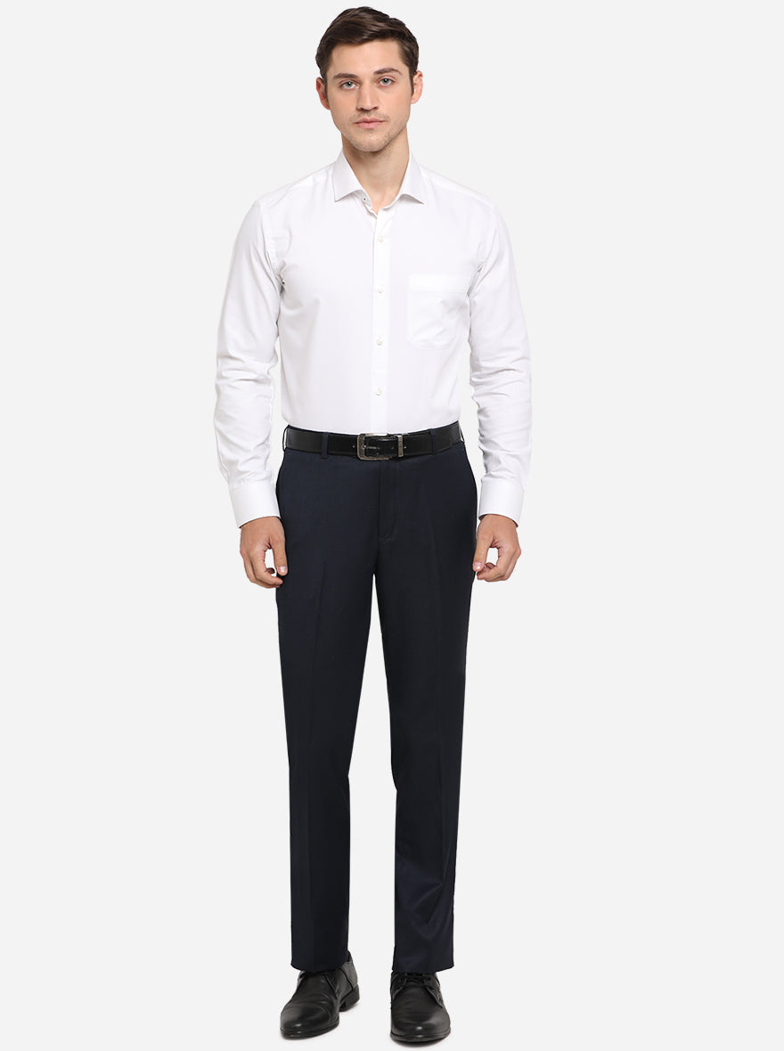 White Dobby Slim Fit Formal Shirt | Greenfibre