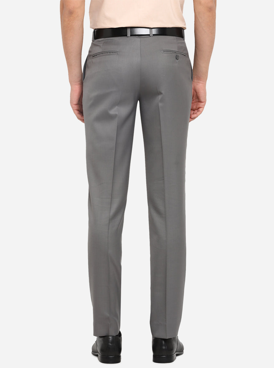 Grey Solid Classic Fit Formal Trouser | JadeBlue