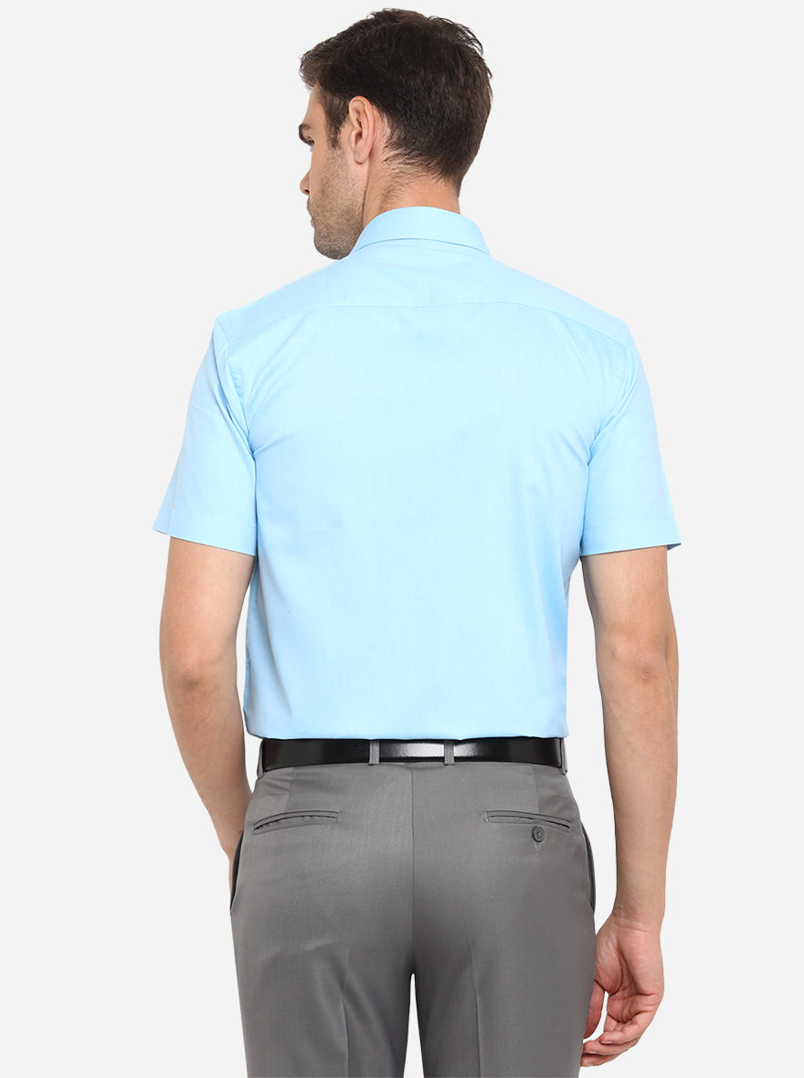 Light Blue Solid Regular Fit Formal Shirt | Greenfibre