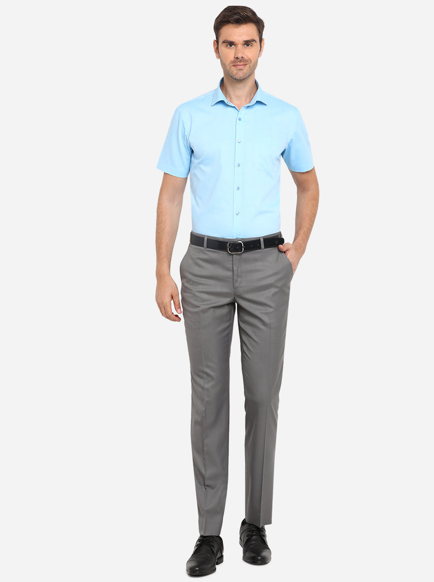 Light Blue Solid Regular Fit Formal Shirt | Greenfibre