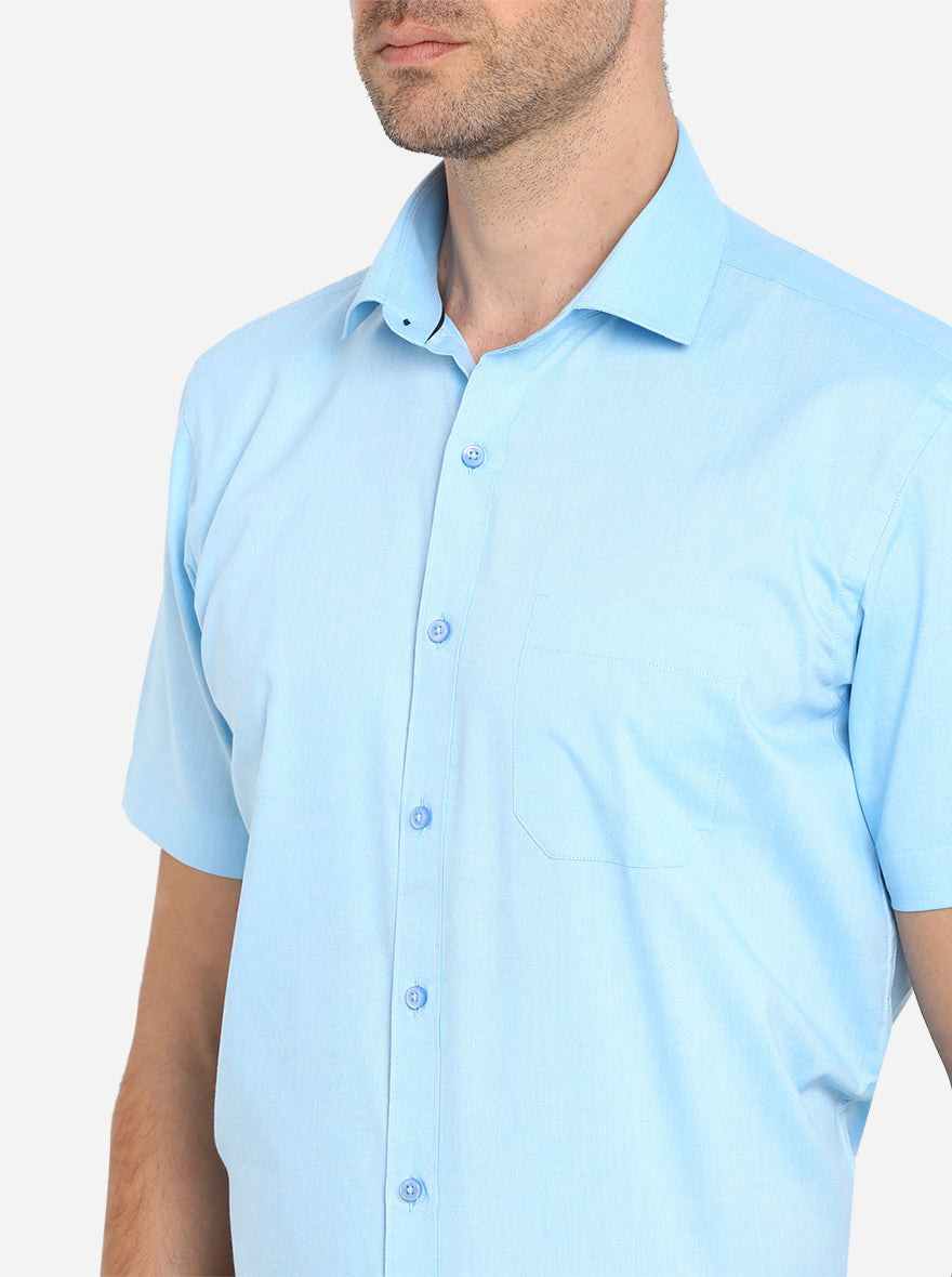 Light Blue Solid Regular Fit Formal Shirt | Greenfibre