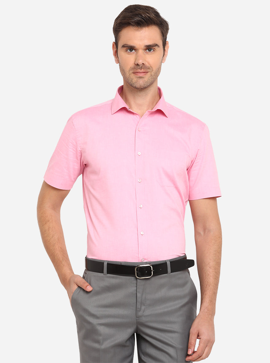 Pink Solid Regular Fit Formal Shirt | Greenfibre