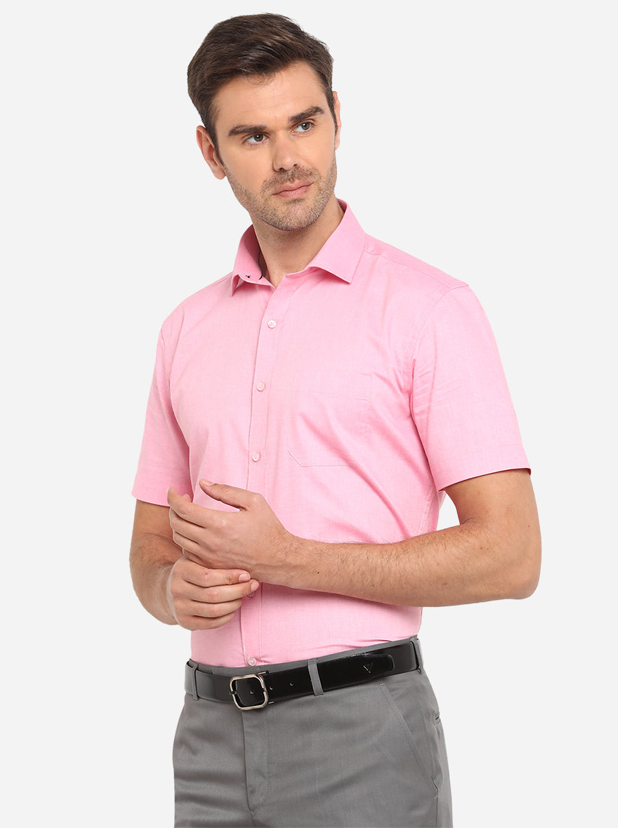 Pink Solid Regular Fit Formal Shirt | Greenfibre