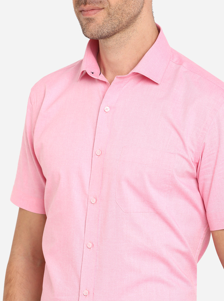 Pink Solid Regular Fit Formal Shirt | Greenfibre