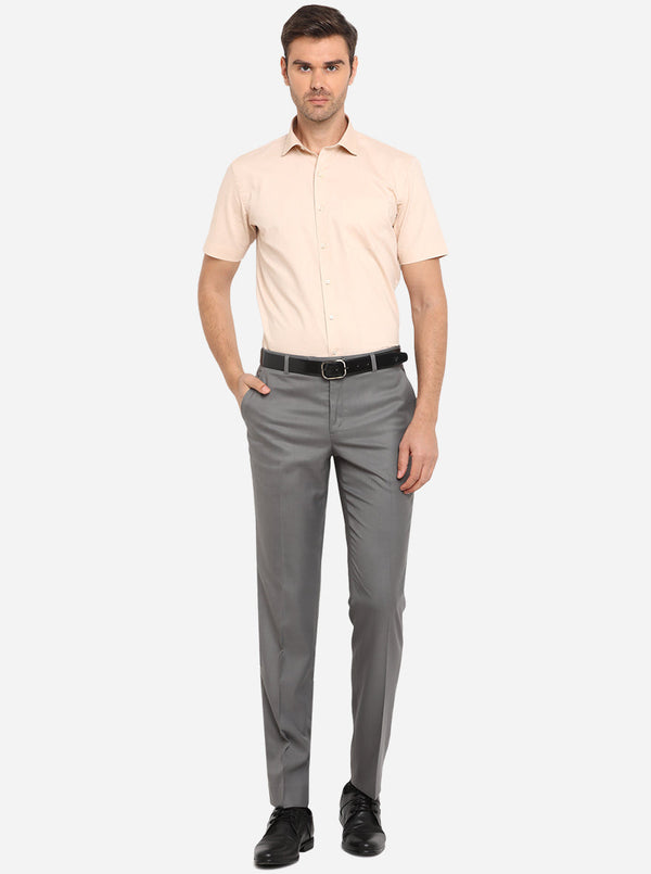 Fawn Beige Solid Regular Fit Formal Shirt | Greenfibre