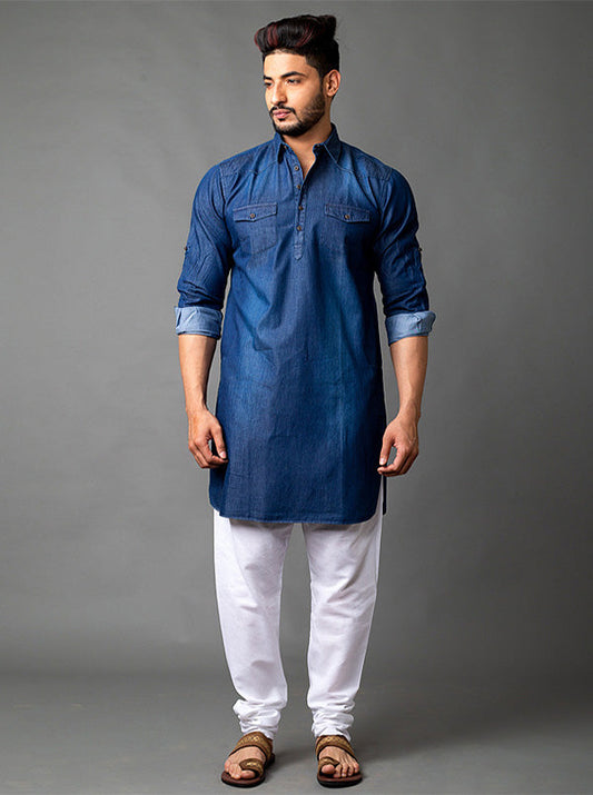 Blue Pathani Kurta