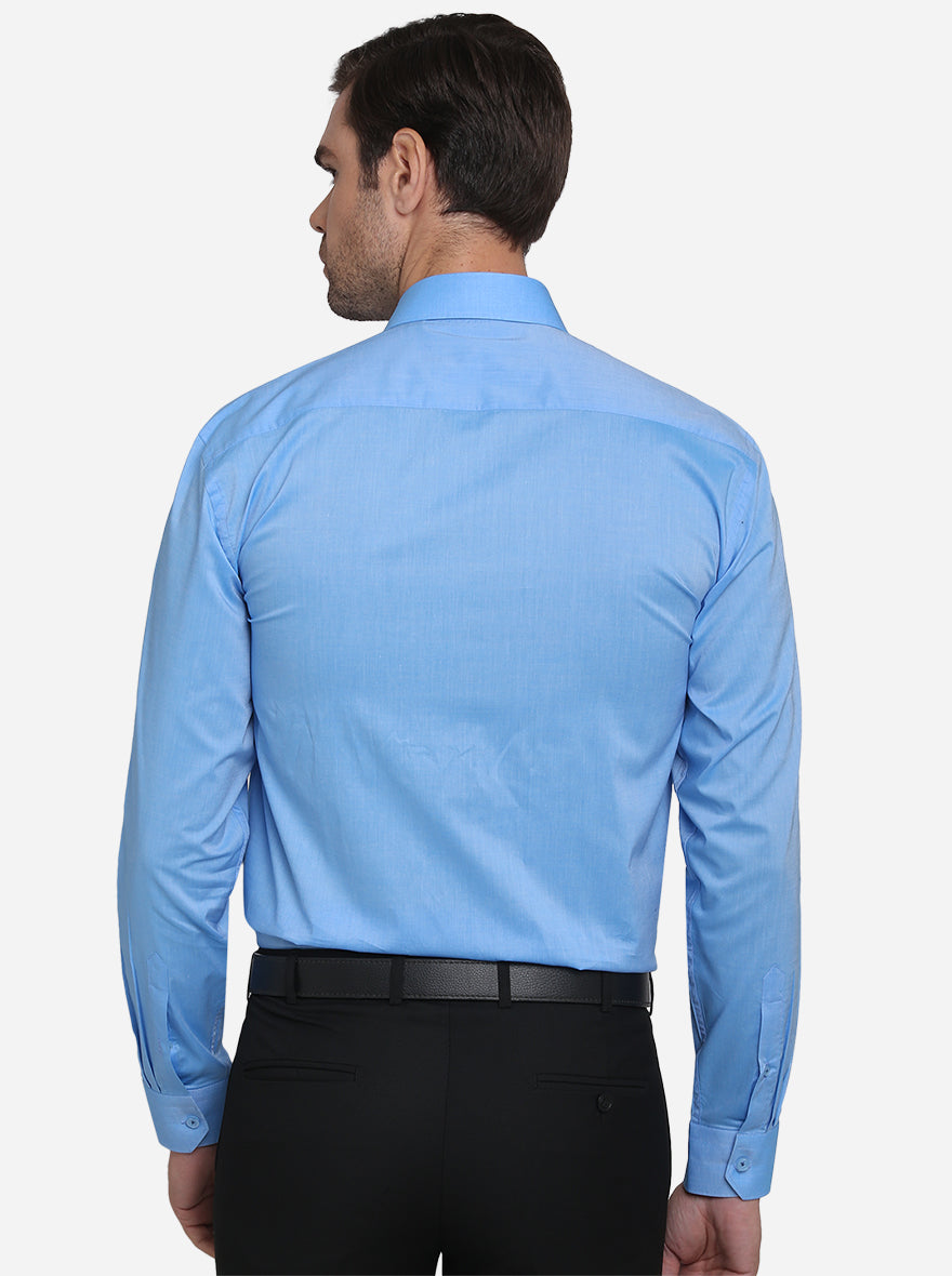 Blue Solid Regular Fit Formal Shirt  | JadeBlue