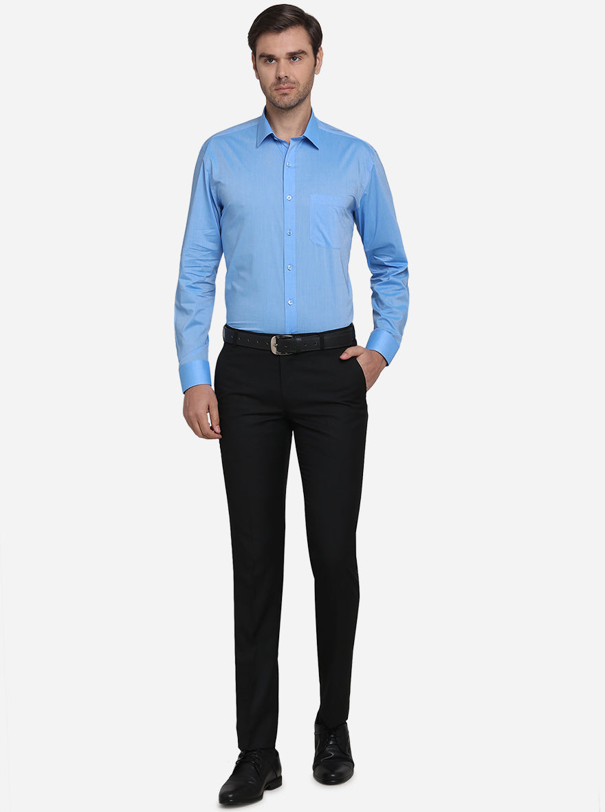 Blue Solid Regular Fit Formal Shirt  | JadeBlue