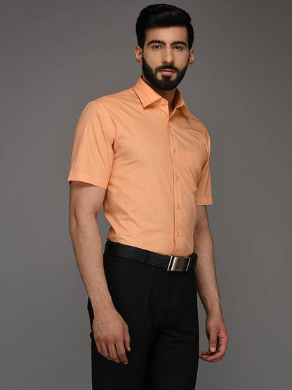 Greenfibre Orange Solid Regular Fit Formal Shirt