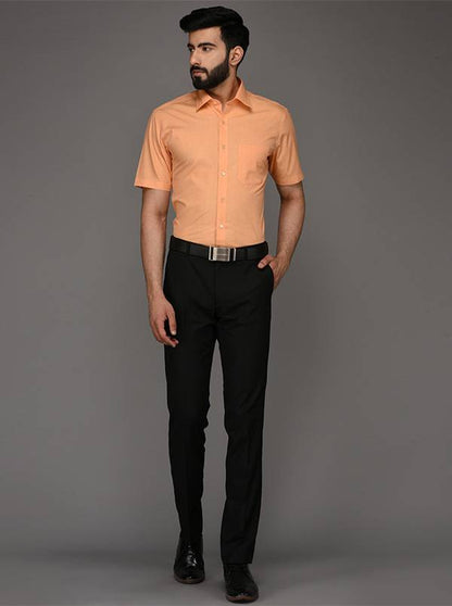 Greenfibre Orange Solid Regular Fit Formal Shirt
