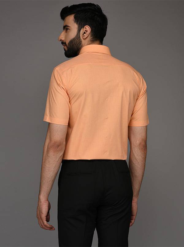 Greenfibre Orange Solid Regular Fit Formal Shirt