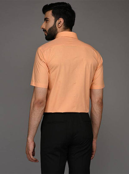 Greenfibre Orange Solid Regular Fit Formal Shirt