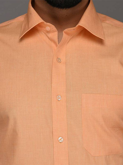 Greenfibre Orange Solid Regular Fit Formal Shirt