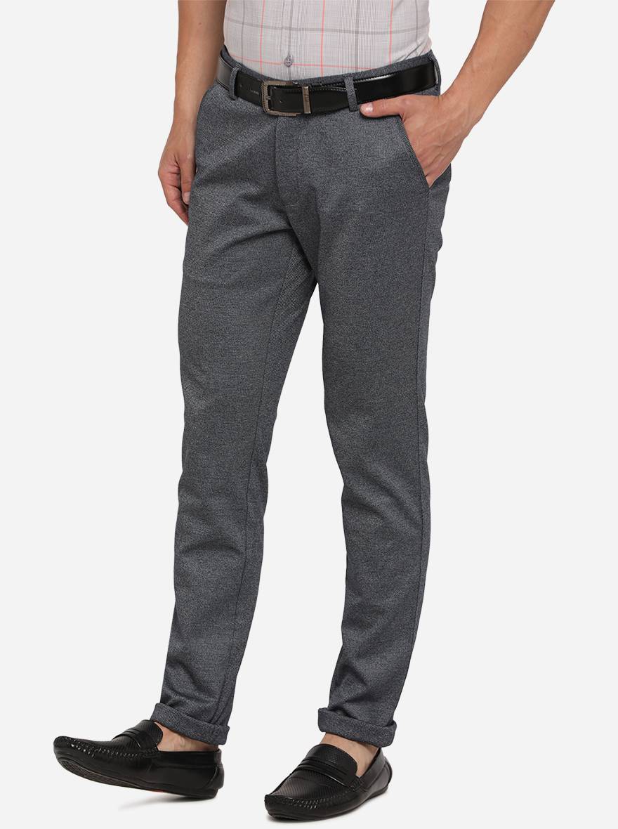 Dark Grey Solid Venice Fit Casual Trouser | JadeBlue Sport