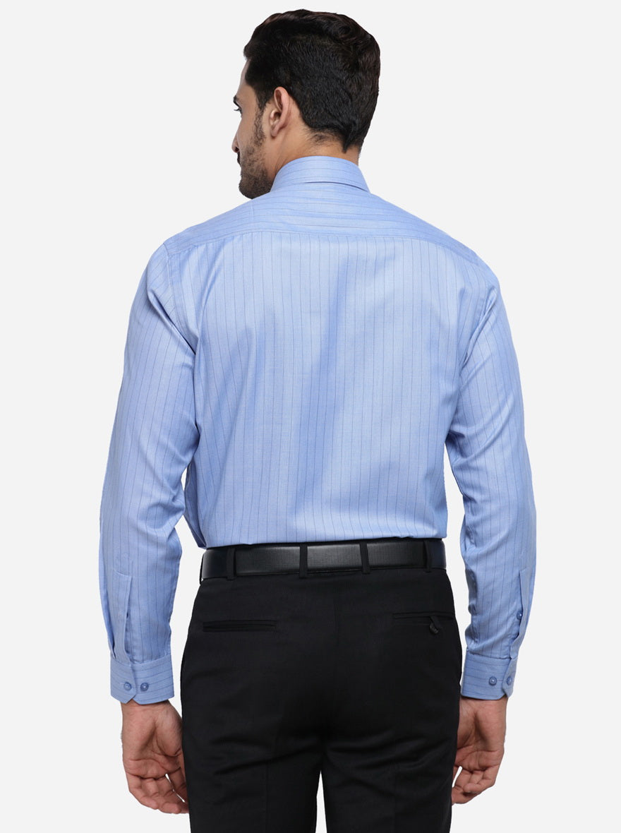 Blue Striped Regular Fit Formal Shirt | Greenfibre