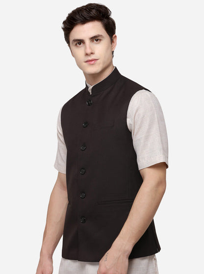 Dark Brown Regular Fit Solid Modi Jacket | JadeBlue