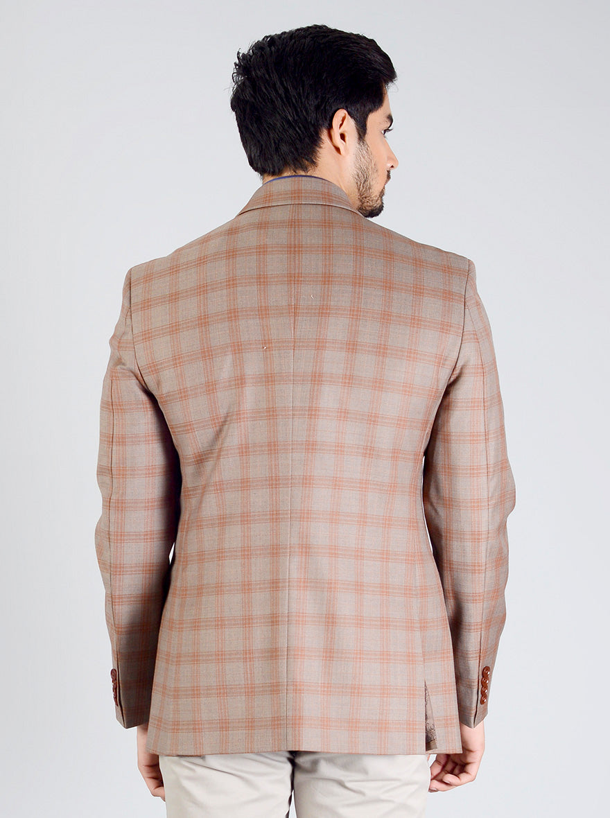 Grey & Brown Checkered Blazer | JB Studio