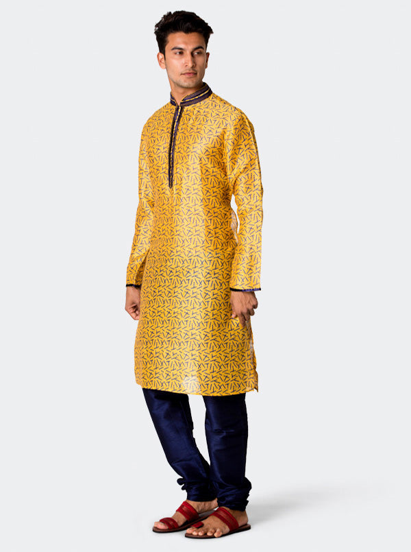 Yellow Printed Kurta Set