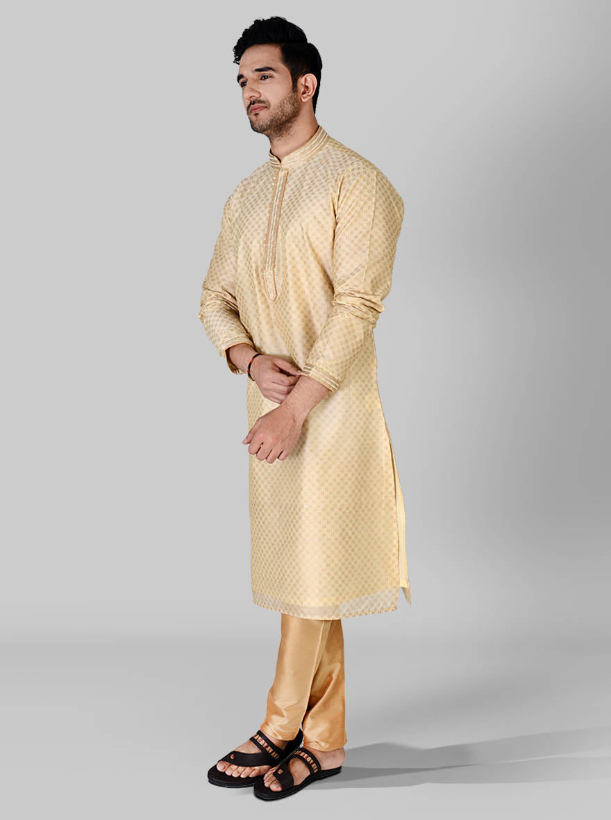 Beige & Light Golden Kurta Set | Azania