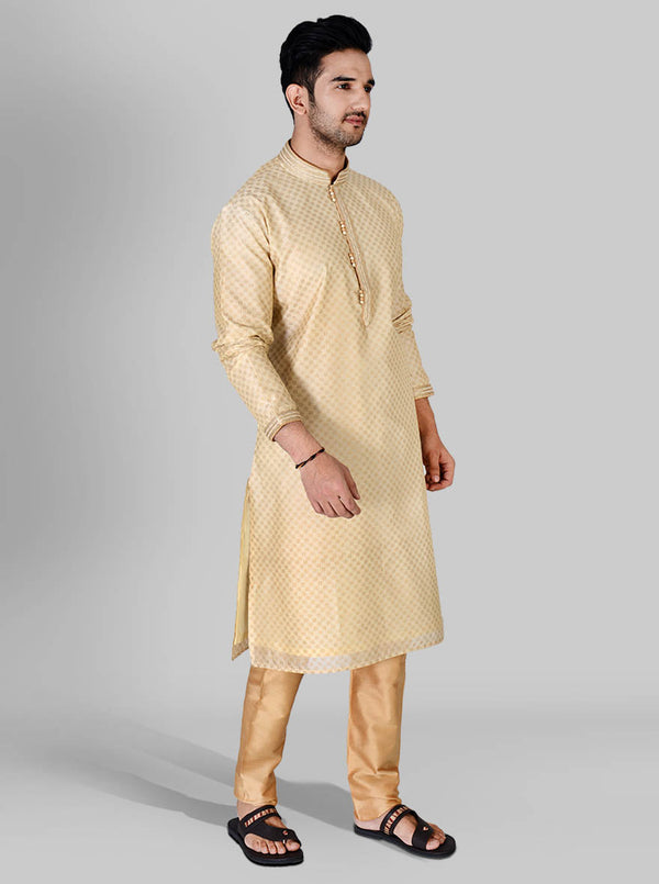 Beige & Light Golden Kurta Set | Azania