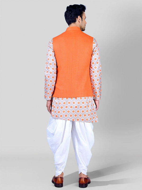 Bright Orange Bandhgala Jacket | Azania