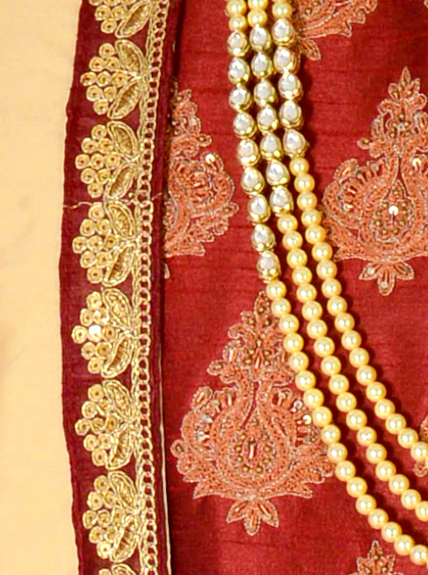 Maroon & Golden Sherwani | Azania