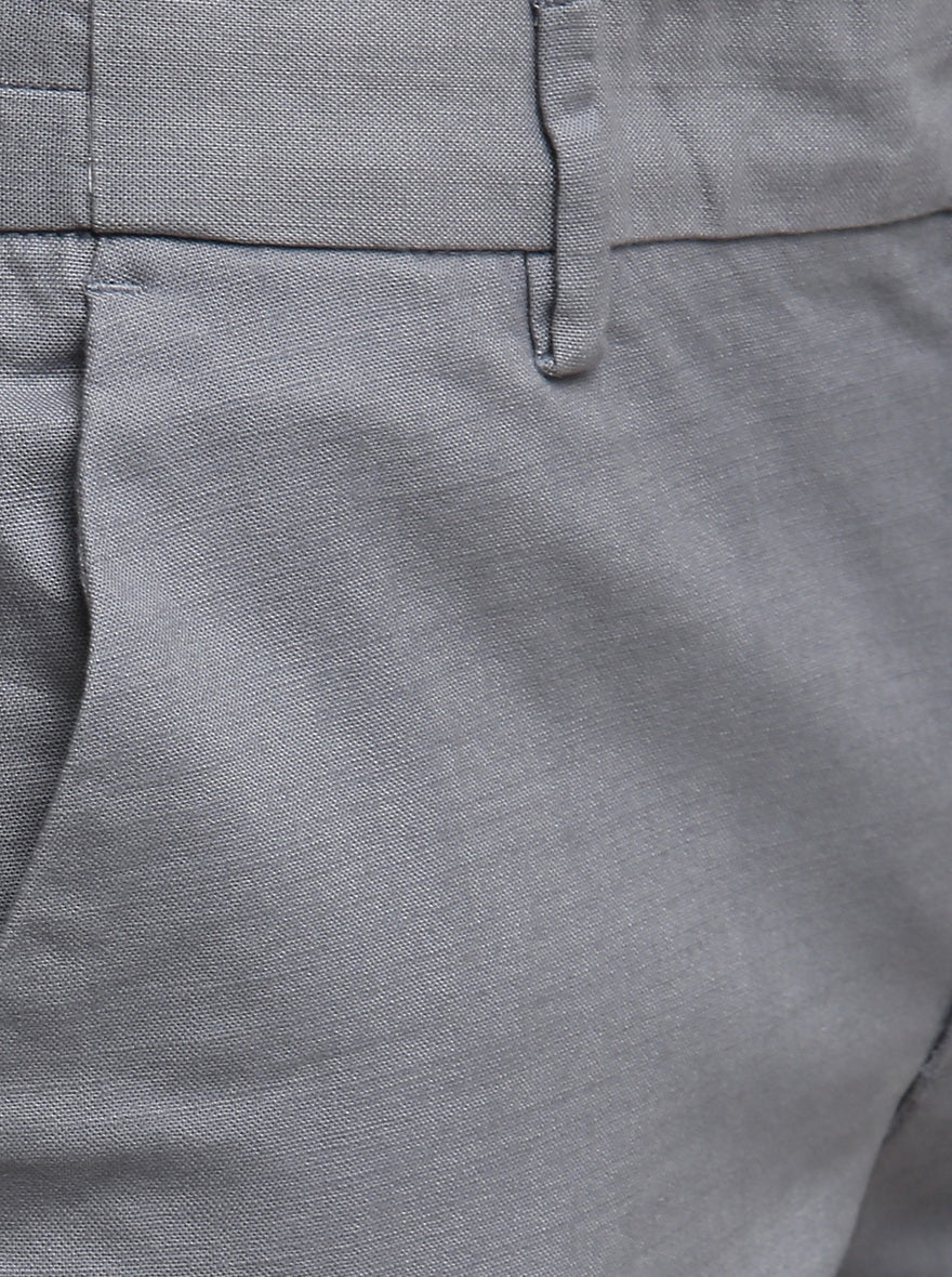 Steel Grey Solid Super Slim Fit Casual Trouser | Greenfibre