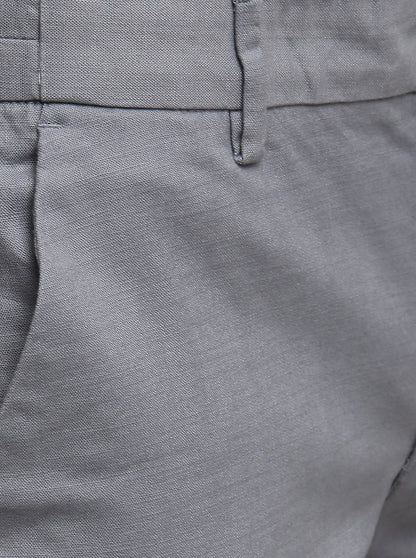 Steel Grey Solid Super Slim Fit Casual Trouser | Greenfibre