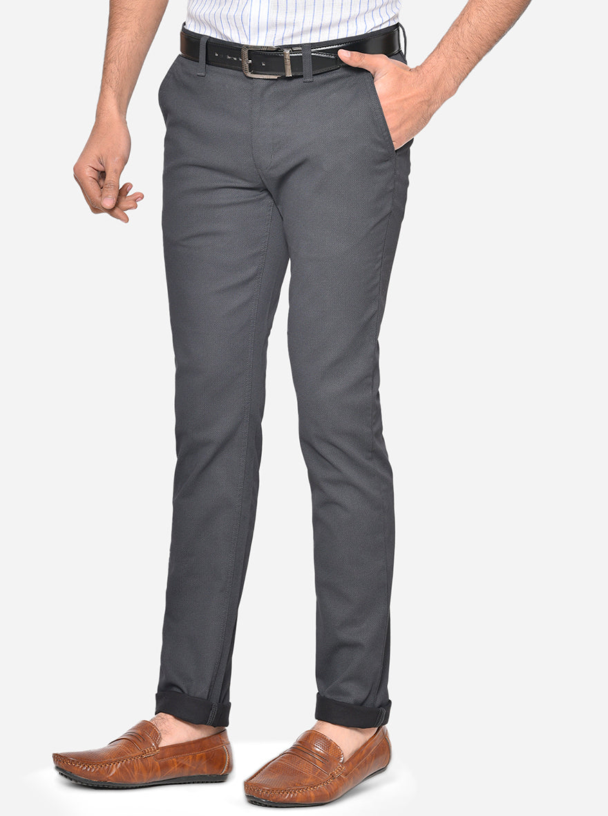 Black Solid Super Slim Fit Casual Trouser | Greenfibre