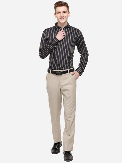 Black Printed Slim Fit Party Wear Shirt | JB Studio