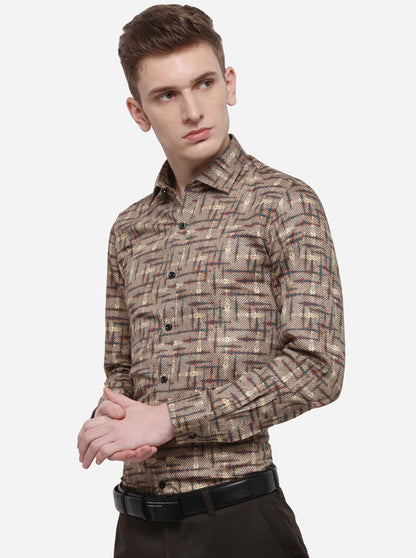 Grey Printed Slim Fit Party Wear Shirt | Wyre