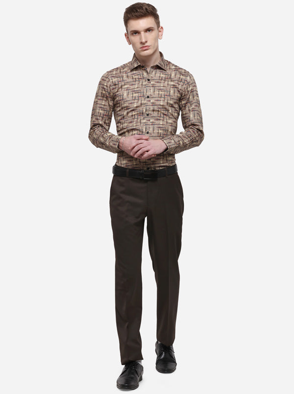 Grey Printed Slim Fit Party Wear Shirt | Wyre