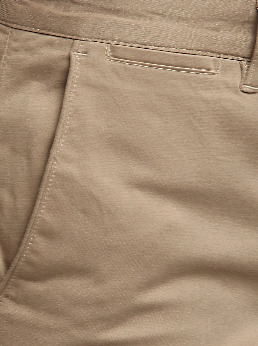 Khaki Solid Super Slim Fit Casual Trouser | Greenfibre