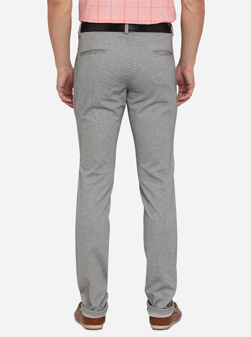 Light Grey Striped Venice Fit Casual Trouser | JadeBlue Sport