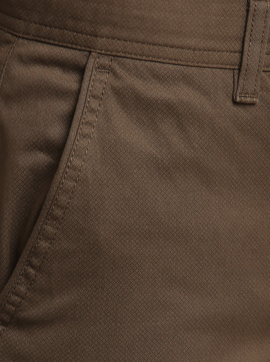 Brown Solid Slim Fit Casual Trouser | Greenfibre