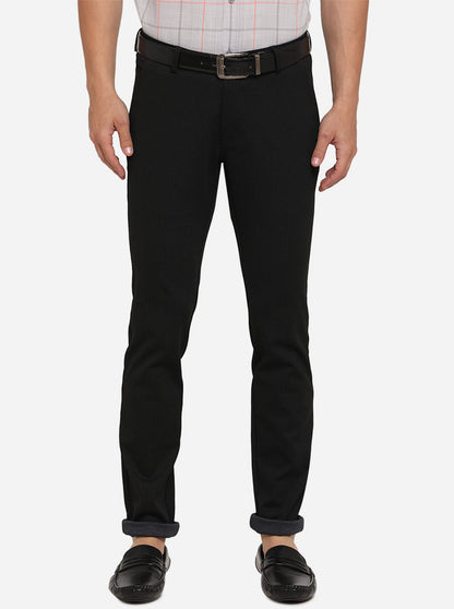 Black Checked Venice Fit Casual Trouser | JadeBlue Sport