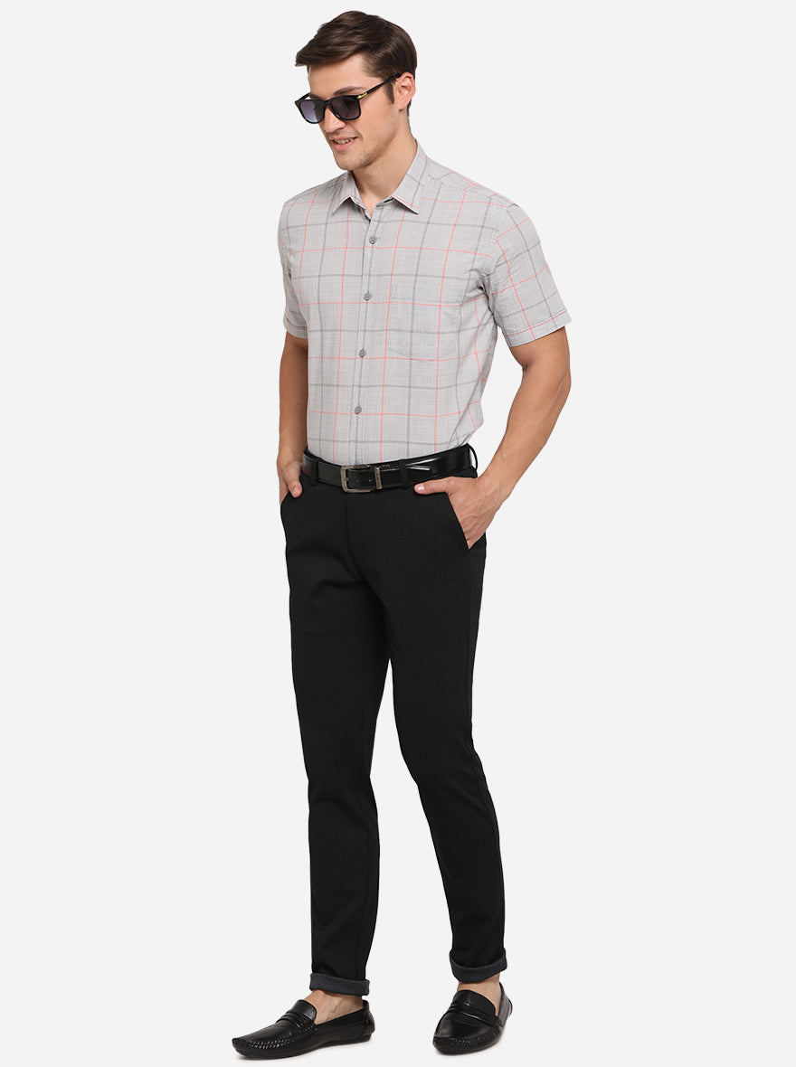 Black Checked Venice Fit Casual Trouser | JadeBlue Sport