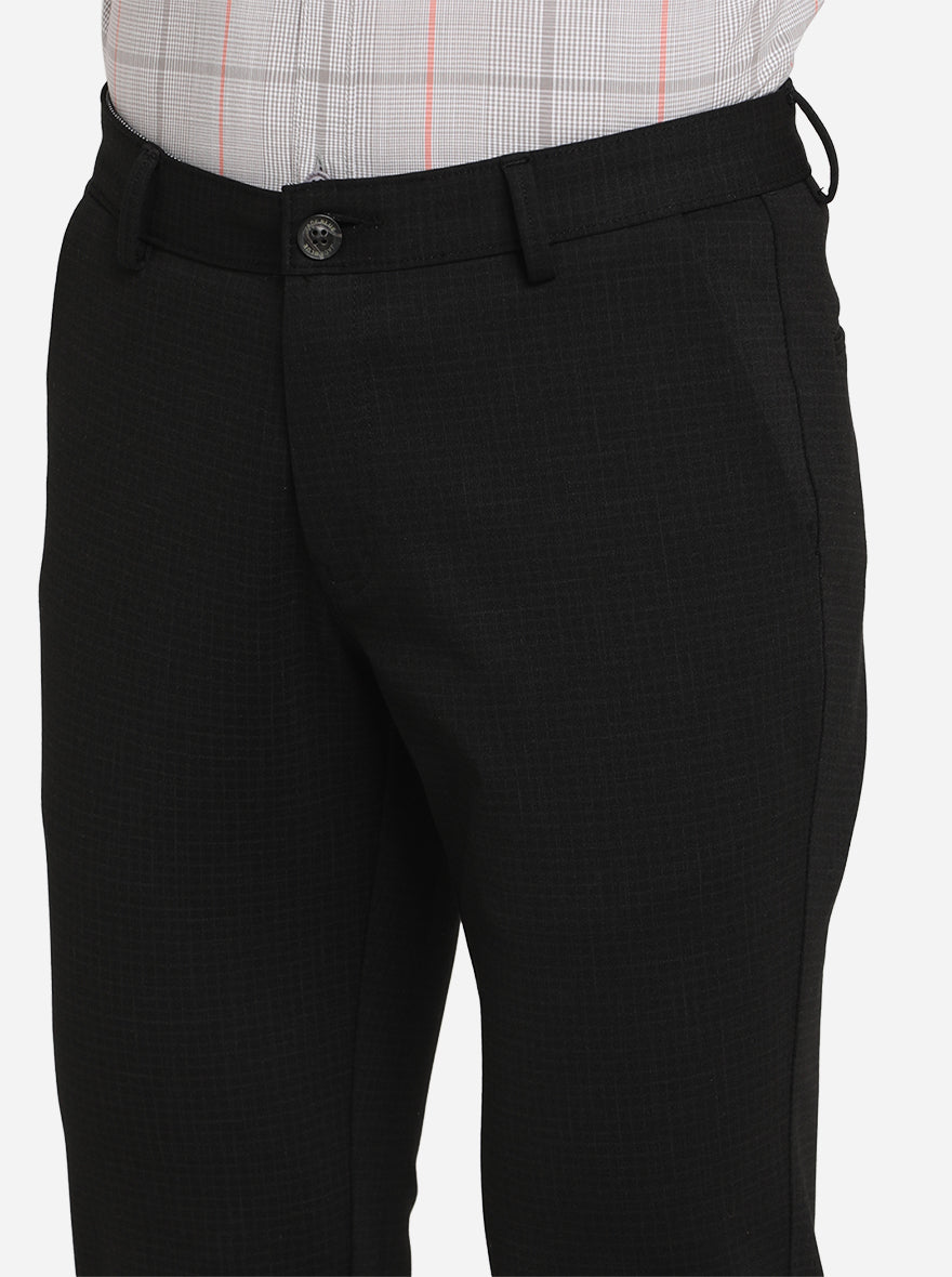 Black Checked Venice Fit Casual Trouser | JadeBlue Sport