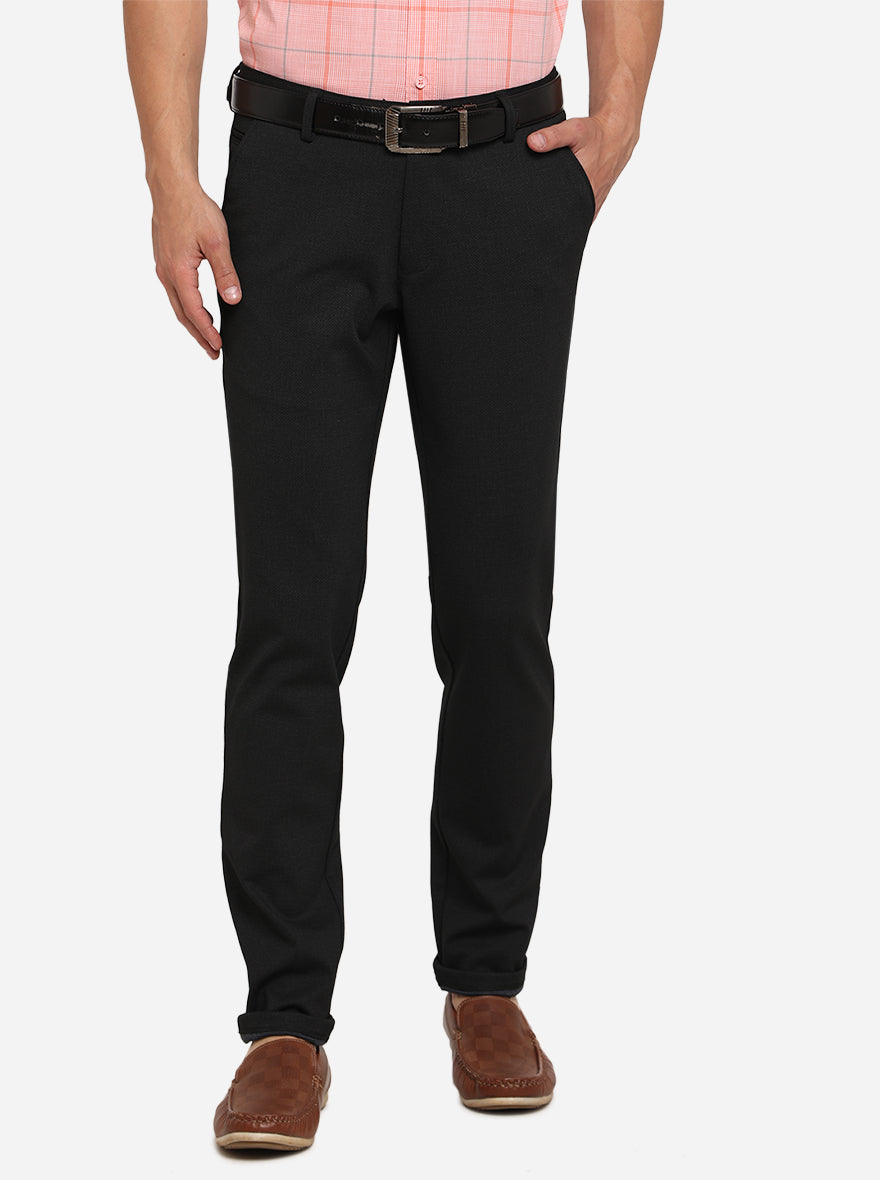 Black Solid Venice Fit Casual Trouser | JadeBlue Sport